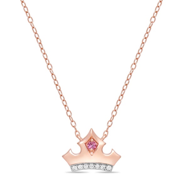 Enchanted Disney Fine Jewelry Rose Gold Sleeping Beauty Aurora Tiara Necklace